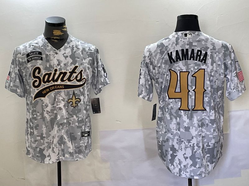 Men New Orleans Saints 41 Kamara Nike Arctic Camo 2024 Salute to Service Limited NFL Jersey style 3